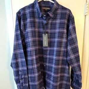 SLATE&STONE Men's XL Flannel Drk Blue & Purple Plaid Premium Button Down! NWT!!